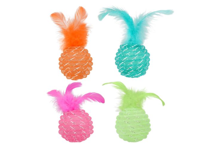 Mesh Ball with Feather 4pk