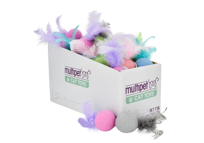 Felted Feather Ball Cat Toys, 30 Piece PDQ