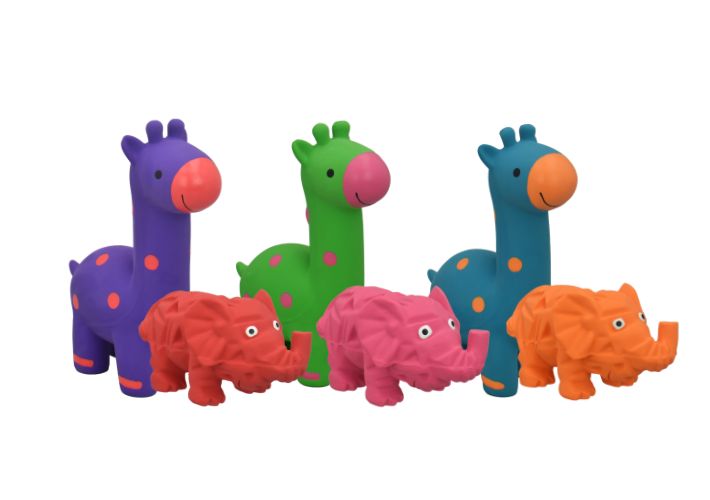 Minipet Giraffe/Origami Elephant Latex 2 pk