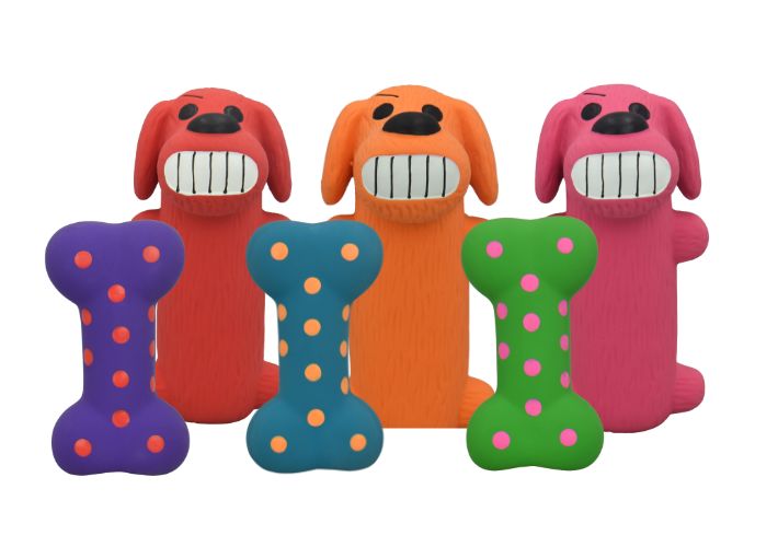 Minipet Loofa/Polka Dot Bone Latex 2pk