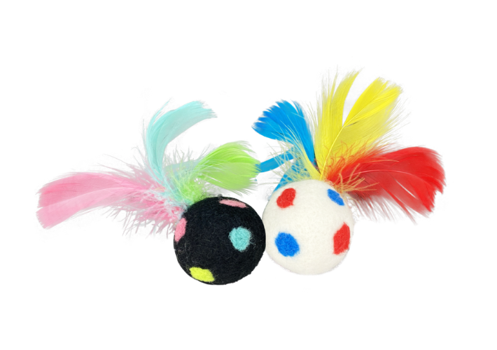 Polka Dot Felt Ball 2pk Cat Toy