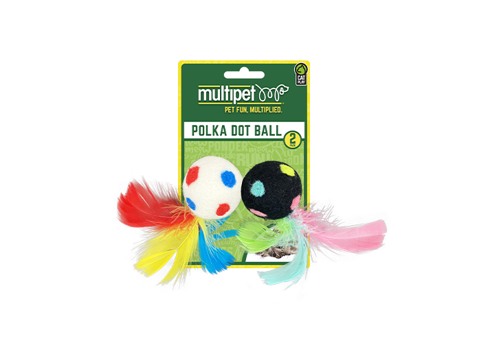 Polka Dot Felt Ball 2pk Cat Toy