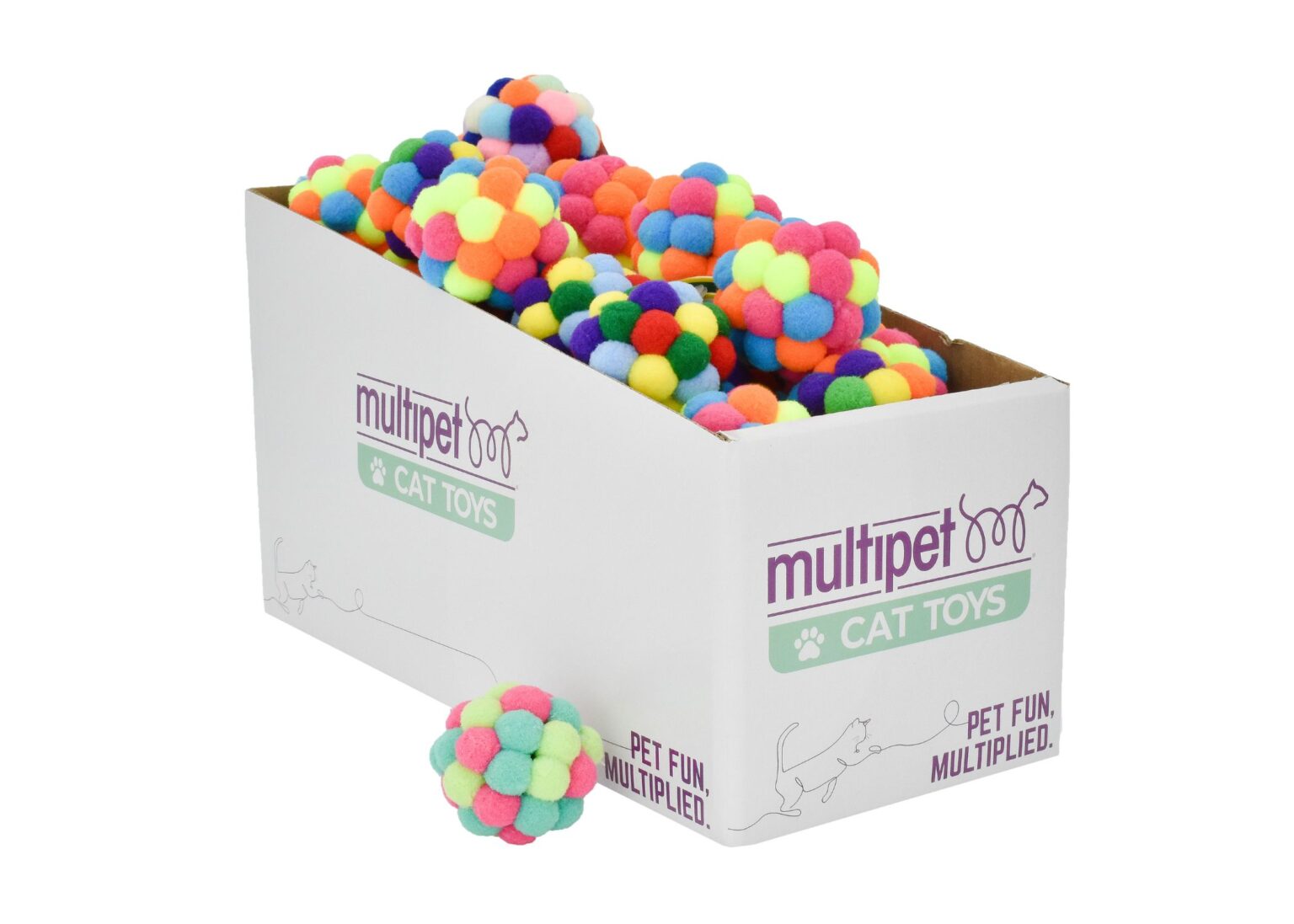 PomPom Rattle Cat Toy 25pc PDQ | Multipet