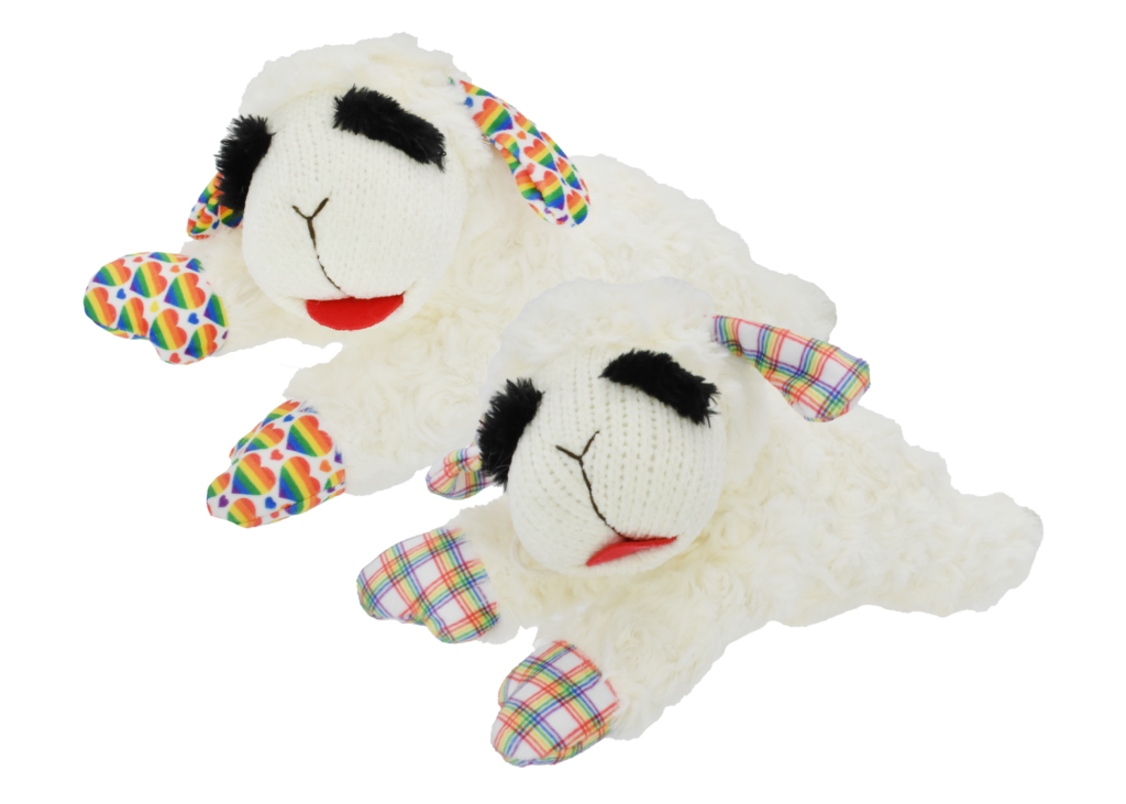 Rainbow Lamb Chop Dog Toy – 10.5 Inch Soft Plush Squeaky Toy For Dogs (Pack Of 1)